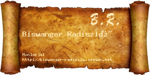 Biswanger Radiszló névjegykártya
